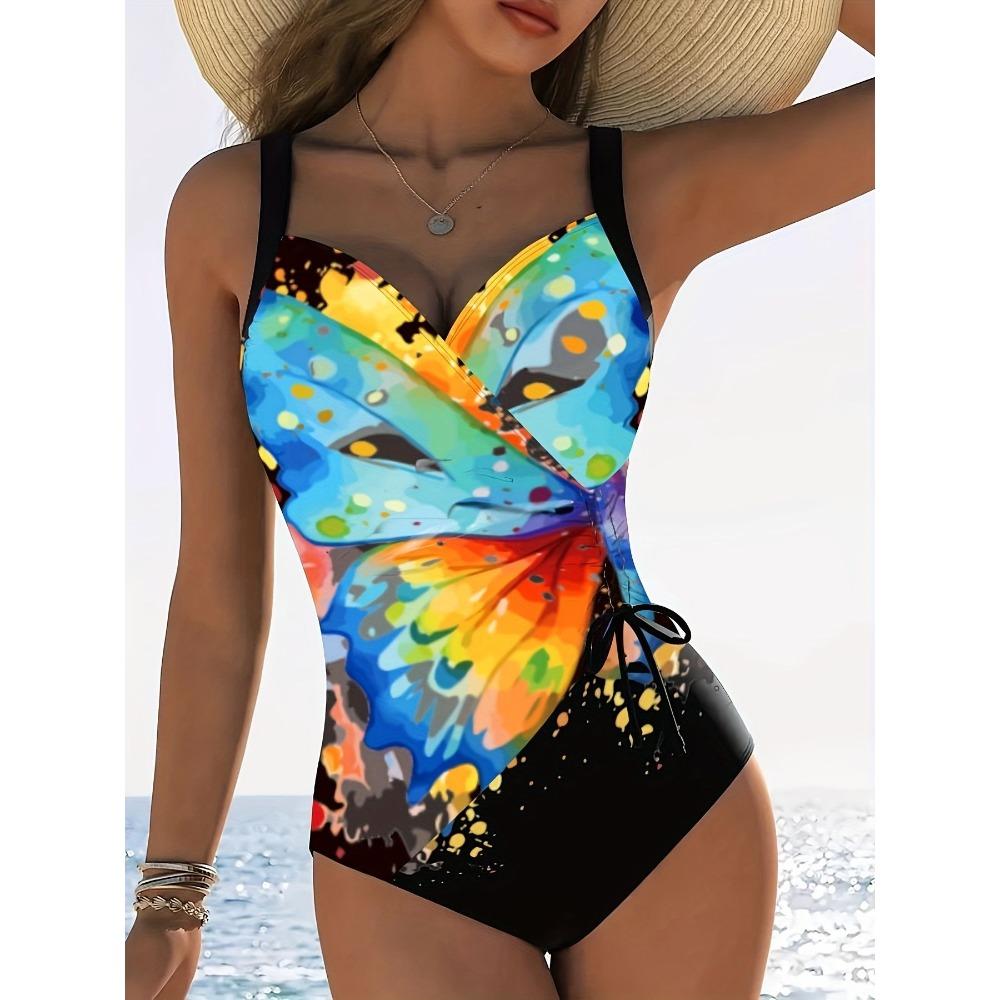 Женский модный полосатый купальник из полиэстера с эластаном, спортивный купальник высокой эластичности, трикотажный монокини без рукавов с перекрещивающейся отделкой спереди