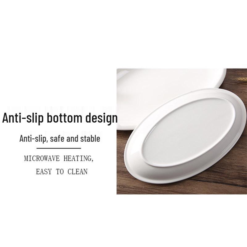 Extra Large Thickened Oval Ceramic White Steaming Fish Plate for Restaurants