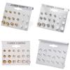 9 Pairs Fashion Women Rhinestone Faux Pearl Ear Stud Earrings Set Jewelry Gift