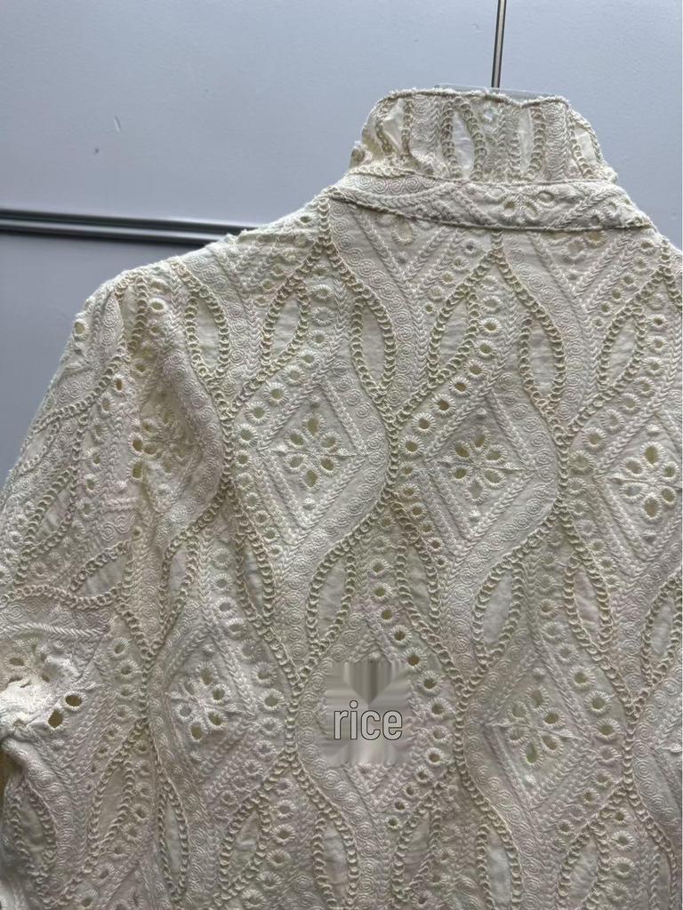 Французская Ретро Рубашка Mori-kei с Вышивкой и Ажурной Отделкой из Древесных Ушей, Однотонная, с Коротким Рукавом, для Женщин