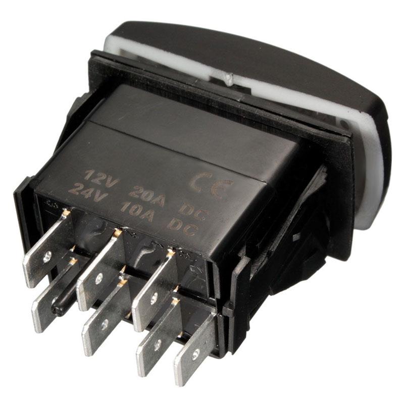 7-контактный синий светодиодный лазерный кулисный переключатель мгновенного действия ЛЕБЕДКА ВХОД/ВЫКЛ ВКЛ-ВЫКЛ-ВКЛ 20А