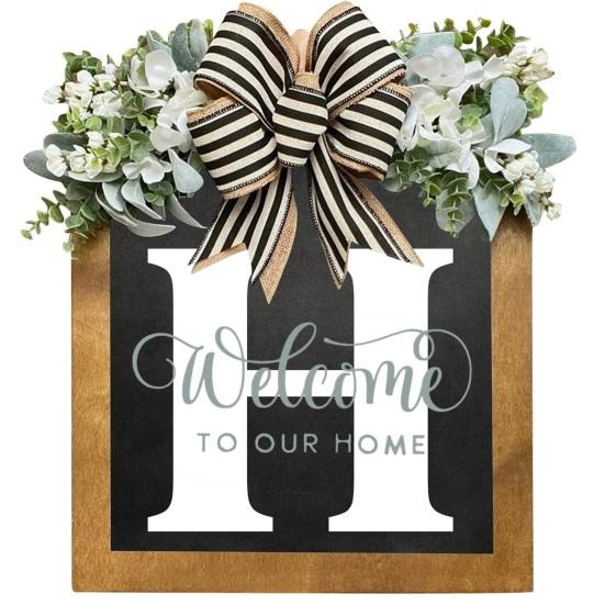 Модная дверная табличка без заусенцев с бантиком, начальная фамилия, год, поставка приветственных подарков в фермерском доме
