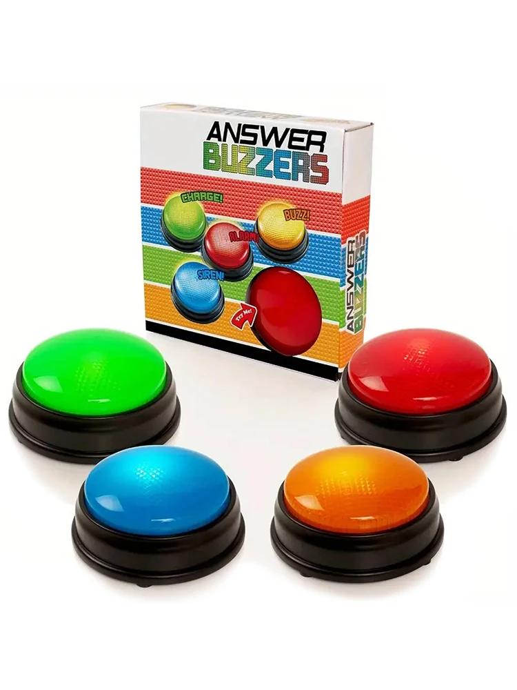 4pcs Answer Buzzers for Kids Adults Family Game Interactive Game Show Buzzer with Lights Sounds for Friends Fun Party Games