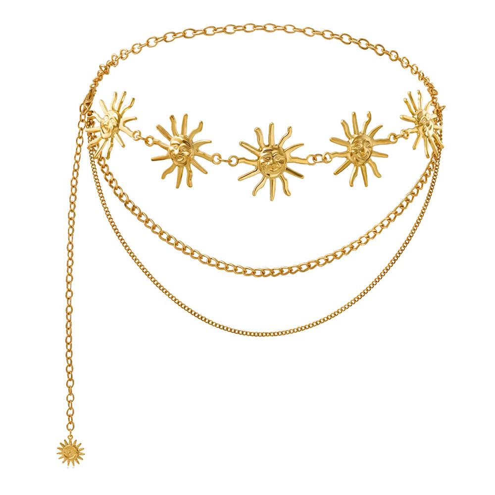 Fashion Golden Tassel Waist Chain Belt Female Bohemian Metal Punk Goth Moon Designer Belts for Women High Quality Dress Chains