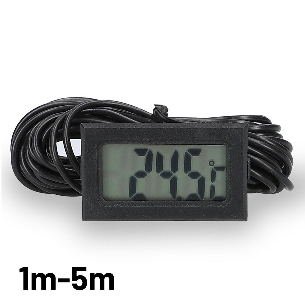 Mini Thermometer Temperature Display Digital W/ Probe 1m To 5m Black Cable