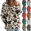 Women's Casual Fashion Loose Round Neck Floral Print Long Sleeve Top