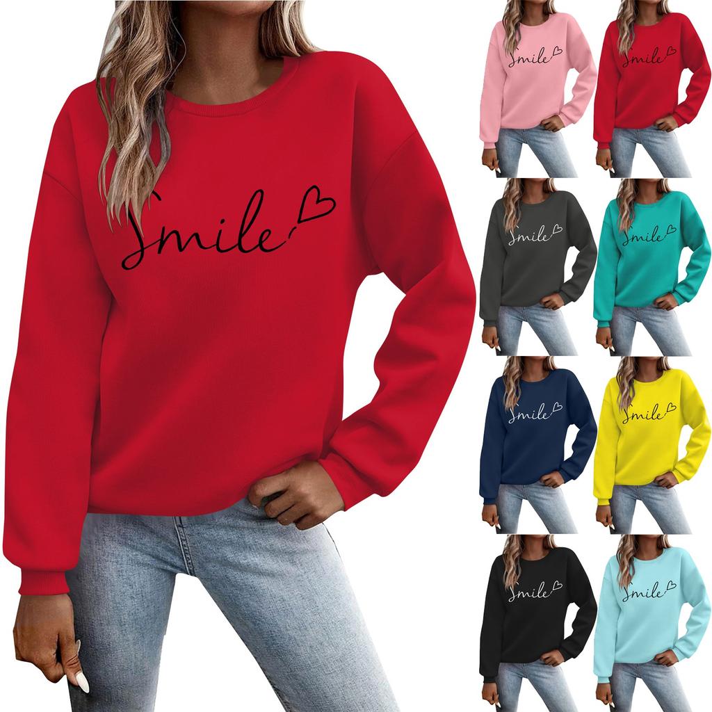 Women's Autumn And Winter Round Neck Long Sleeve Top Small Printed Casual Sweater