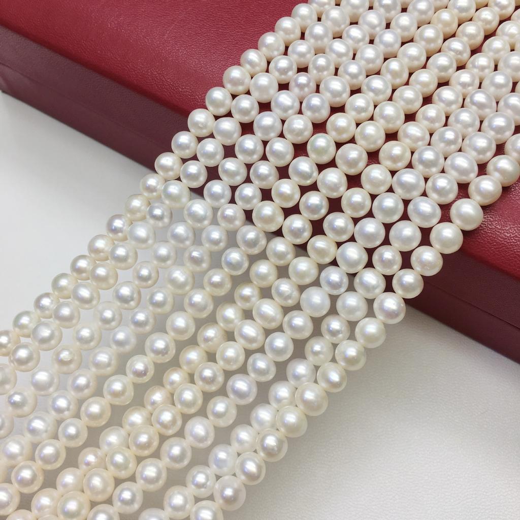 White6mm Near-perfect through-hole with minor imperfections tian Freshwater Pearl Beaded Necklace diy Jewelry necklace bracelet raw materials