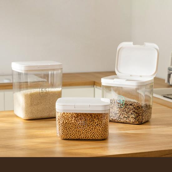 Кухонный герметичный ящик для хранения Пресс-типа Автоматическое запечатывание Прозрачный толстый герметичный пыленепроницаемый влагостойкий контейнер для рисовых круп
