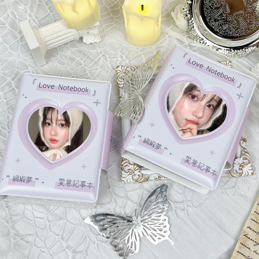 Cute Love Bow Card Album PVC with 16 Internal Pages Idol Card Collect Book Collectible Card Album 3 Inch Mini Photocard Binder