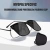 Folding Portable Sunglasses Clips Ladies Polarized Glasses Men Oversized Square Wrap Around Flip Up Sun Glasses