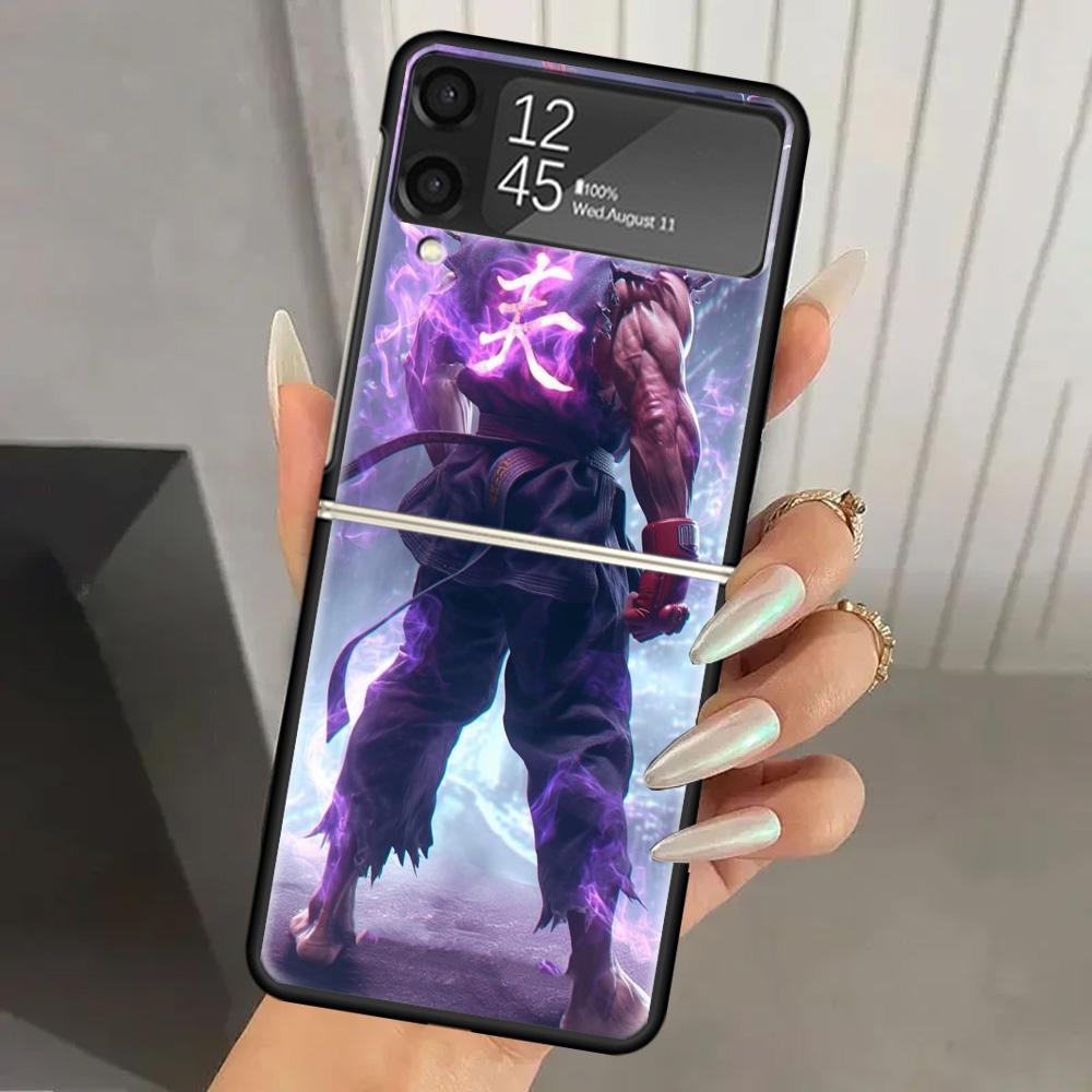 Game S-Street F-FighterS Hard PC Phone Case For Samsung Galaxy Z Flip 7 6 5 4 3 Black ZFlip7 ZFlip6 Flip5 Flip4 Flip3 5G Print C