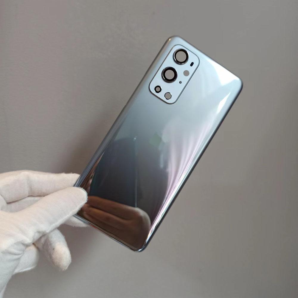 Задняя крышка аккумулятора из стекла с рамкой и линзой для OnePlus 9Pro/1+9 Pro Серебристый