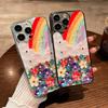 Радужный Цветочный Глиттерный ТПУ Чехол для Телефона Для IPhone 15 14 13 12 11 Pro Max X XR XS 8 7 Plus, Прозрачный Ударопрочный Защитный Чехол