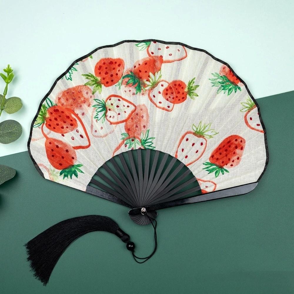 Retro Mini Shell Fan Portable Chinese Style Fan Decorative Folding Hand Fan Photo Prop