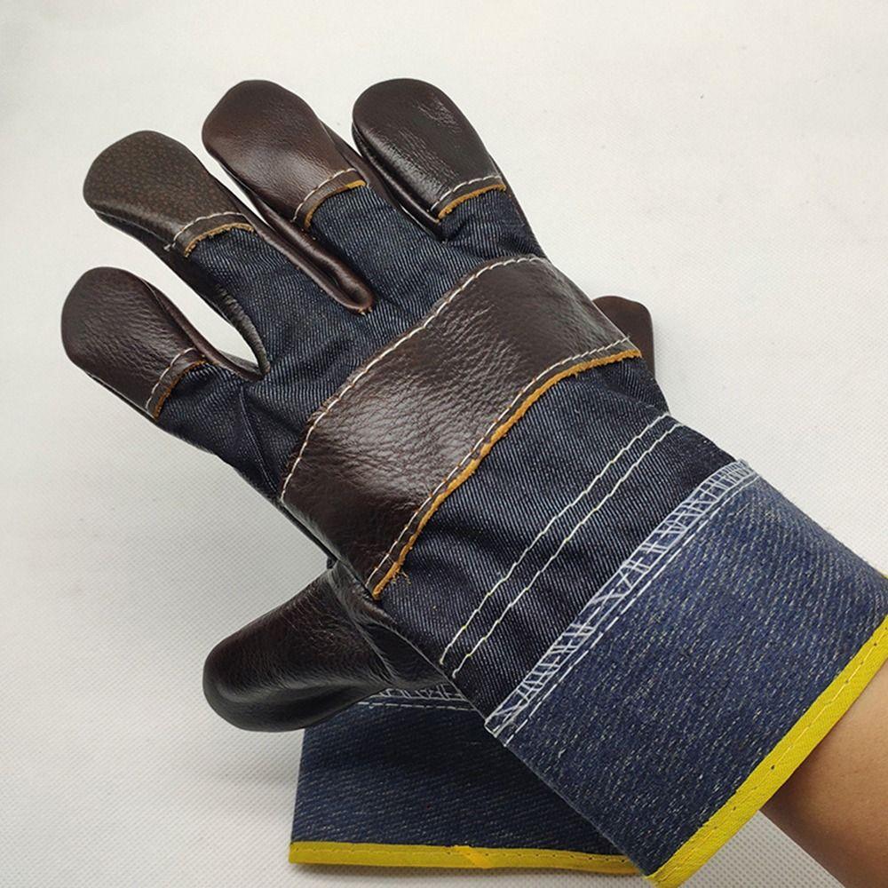 1 Pair Thickened Cowhide Welding Gloves Labor Protection Welder Gloves Metalworking Gardening