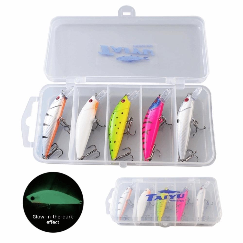 5pcs/box Slow Sinking Artificial Fishing Bait Luminous Fishing Lures Hooks Beach Boat Fishing