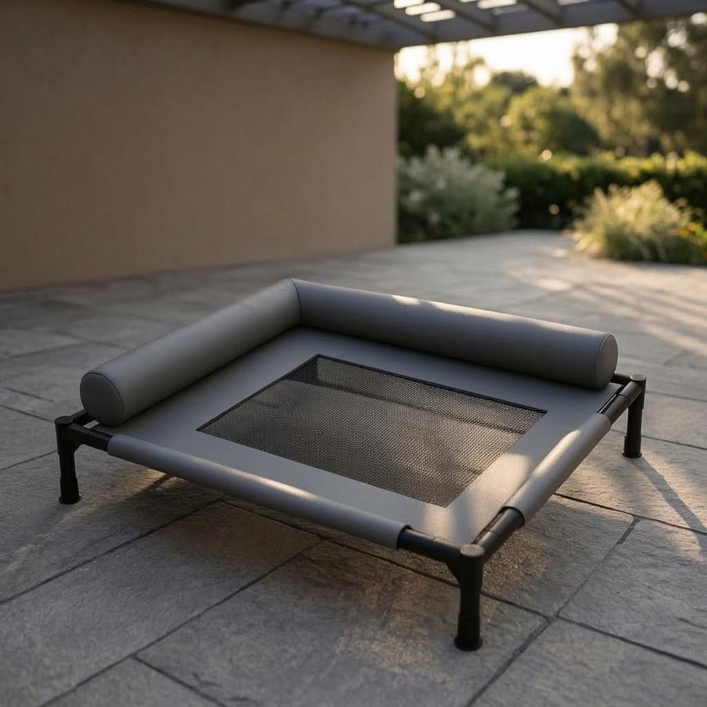 Breathable Elevated Dog Bed with Side Cushion Cooling