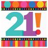 Stripe And Dotted 21st Birthday Disposable Napkins (Pack of 16)