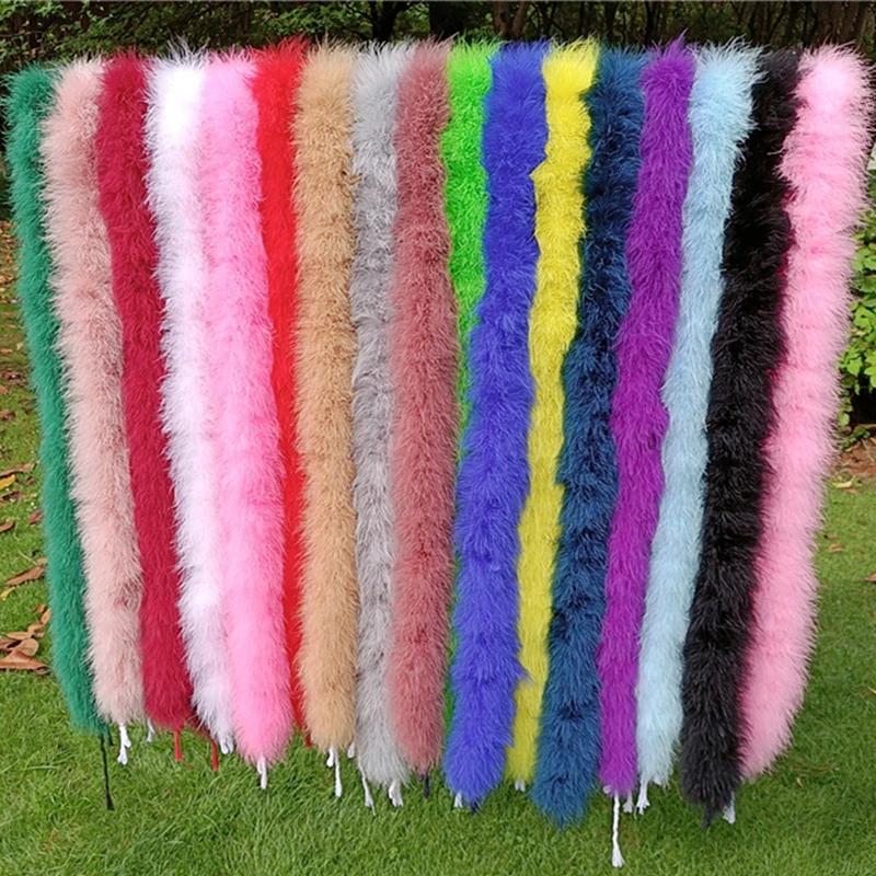 2Meters Turkey Feathers Boa Thick 50Grams Feather for Crafts Needlework Fringe Trim Boas Strip Carnival Wedding Decoration Decor