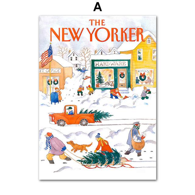 Рождество Санта-Клаус конфеты винтажная обложка журнала настенное искусство холст картины постеры и принты настенные картины для декора спальни без рамки