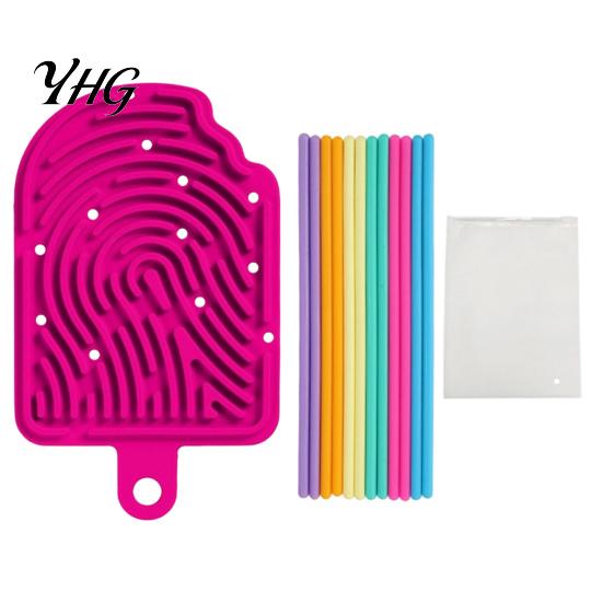 Educational Sensory Board Silicone Activity Board, Christmas Tree Rainbow Ice Stick French Fries Stress Relief Tools with Strings, Silent Fidget