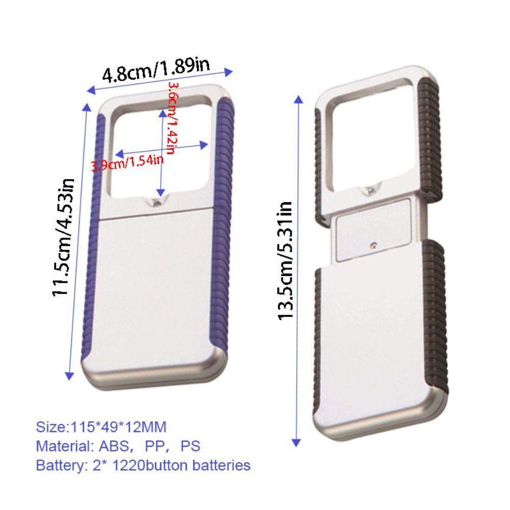 Handheld LED Magnifier 5x Magnification Illuminates Magnifier Pocket Loupe Reading Assistance