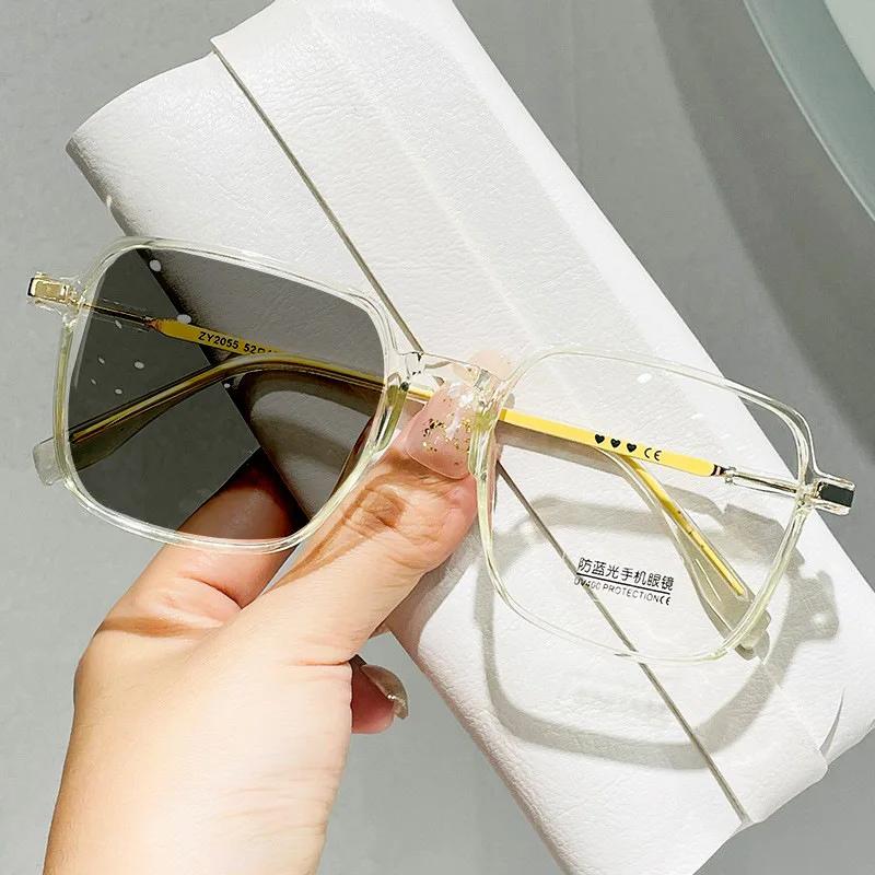 Мужские Женские Очки для Пресбиопии с Большой Оправой Серые Очки с Защитой от Синего Света +50+75+100 до +400 Фотохромные Очки для Чтения