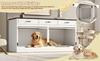 Wood-Metal Dog Crate, for 2 Dogs, with Lock Closure, Flip-Up Door, Removable Partition, 3 Drawers, White & Black, Oversized, Dimensions 164×60×81 cm