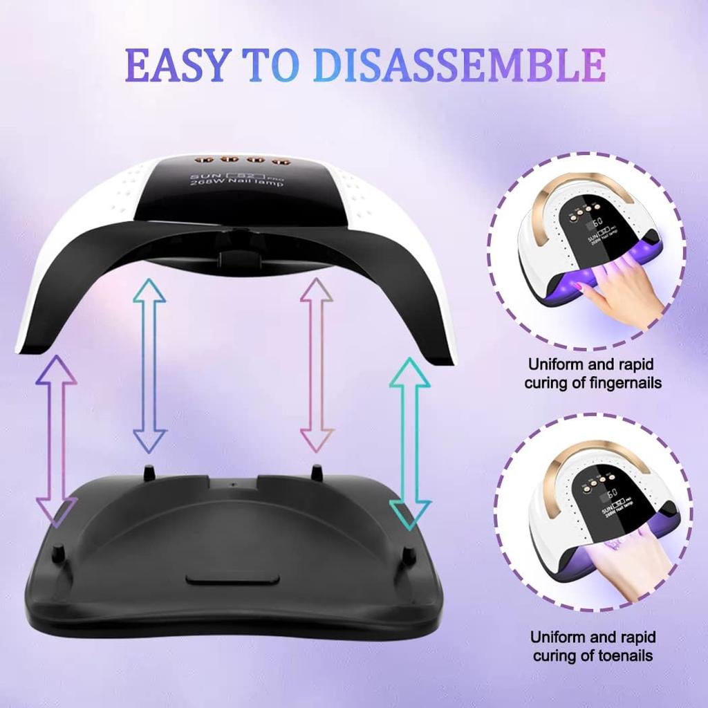 268 Вт УФ-светодиодная лампа для сушки ногтей для профессиональных ногтей, отверждающая гель-лак, УФ-лампа для сушки ногтей с автоматическим датчиком 57 шт.