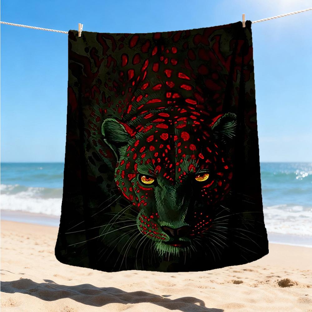 1pc Leopard Print Throw Blanket Polyester Fiber, Lightweight Flannel, Soft & Warm, All Season Use for Outdoor, Camping Digital Print