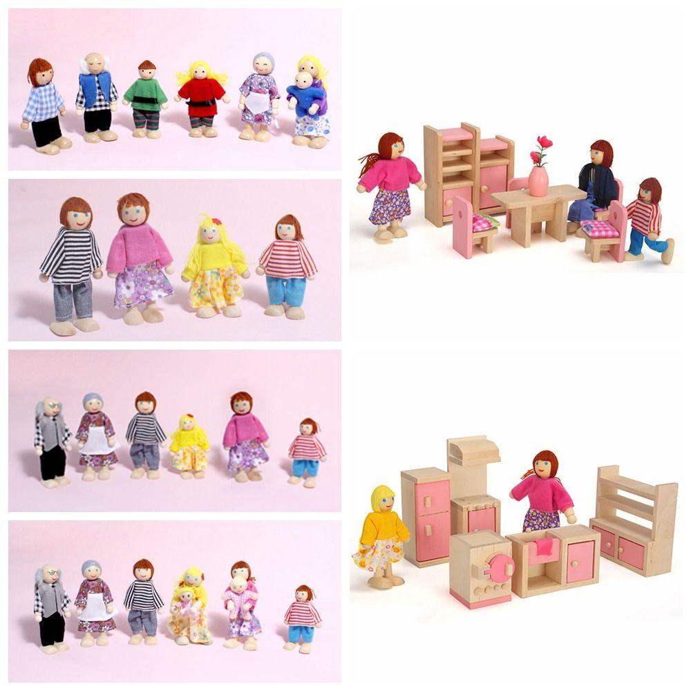 Разноцветные куклы-люди, семья, деревянная кукла, игрушка, набор фигурок, кукольный домик
