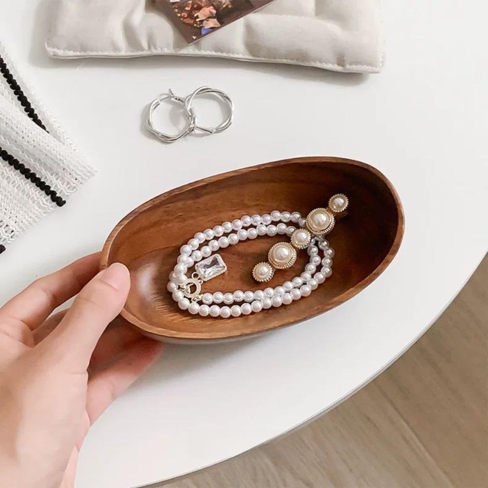 Retro S/M/L Jewelry Storage Box Walnut Large Capacity Entrance Key Organizer Boat Shape Desktop Storage Box
