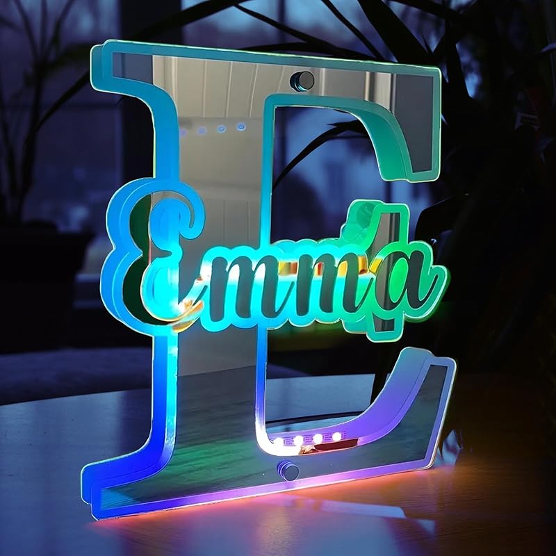 Индивидуальная подсветка имени для настенных светодиодных именных табличек Персонализированные настенные зеркальные светильники для декора стен спальни Акриловая 12-цветная светодиодная именная табличка День рождения