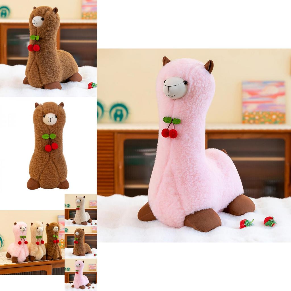 Милая плюшевая игрушка альпака, мягкая и приятная на ощупь, подарок, доступна в розовом, бежевом и коричневом цветах
