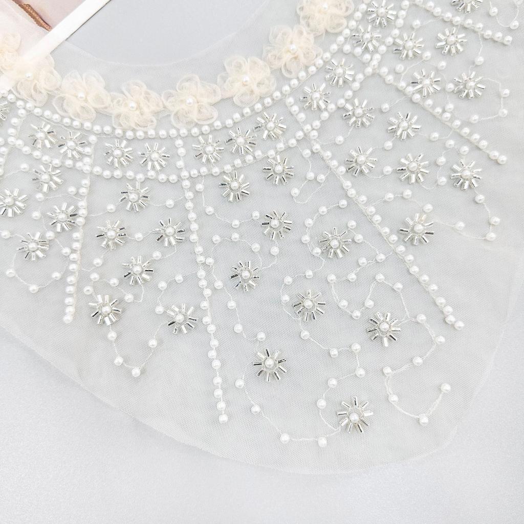 Apricot Mesh Beaded Lace Flower Front Collar Cloth Sticker Clothing Dress Dress Front Collar Accessories Cloth Sticker Accessories