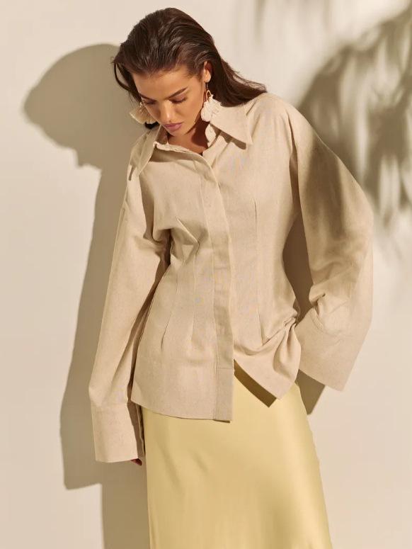2026 Spring/Summer Simple Loose Linen Women's Shirt - Middle East Europe America
