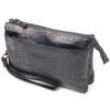 Excellent Clutch for Men Made of Genuine Textured Leather with Crocodile Embossing CANPELLINI 21556 Black