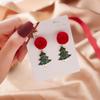 Christmas tree earrings with red beads and gold-plated pom-poms