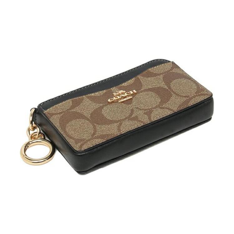 New COACH Card Case Cow Leather Card Holder Men's Khaki CH163-IMCBI