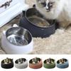 New Fixed Stainless Steel Pet Dog Cat Water Food Dish Feeding Bowl Protect The Cervical Spine