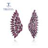 "Flying Wing" Design Rhodolite Garnet Clasp Earring 925 Sterling Silver Fine Jewelry for Women Creative Design Natural Gemstone