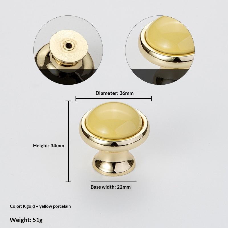 Modern Colored Ceramic Furniture Handle Golden Wardrobe Cabinet Handles Closet Door Knob Dressing Table And Drawer Pull Hardware