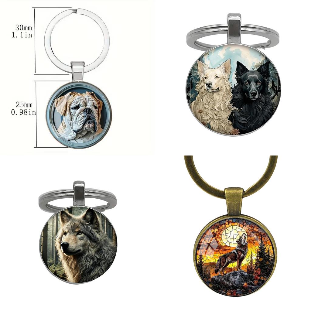 Металлический брелок с иллюстрацией собаки в винтажном стиле, идеально подходящий для свадебных подарков, вечеринок
