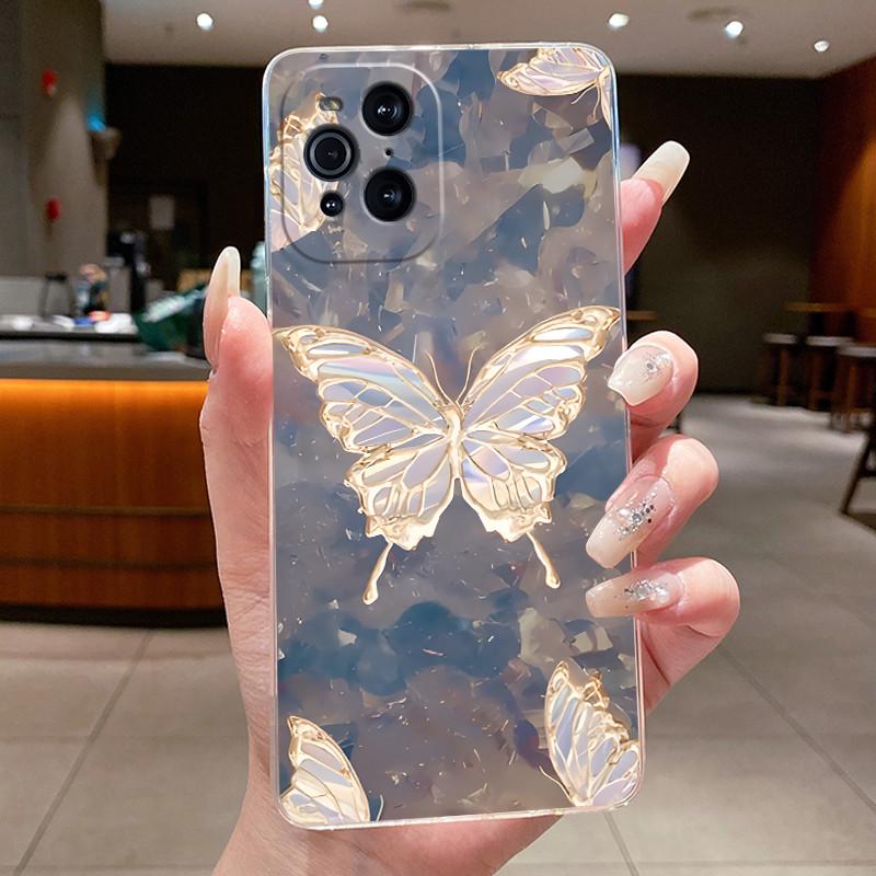 Case For OPPO Find X3 / Find X3 Pro Casing Clear Luxury Fashion Butterfly Flower Soft TPU Silicone Cover For FindX3 X3Pro Bumper