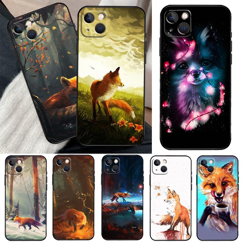 Anime Fox Phone Case For iPhone 16 15 14 13 12 11 17 Pro Max Plus 12 13 mini 16e 17 Air Bumper Cover