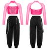 Kids Girls Casual Outfits Long Sleeve Mock Neck Crop Top with Elastic Waistband Pants for Hip-hop Street Dance