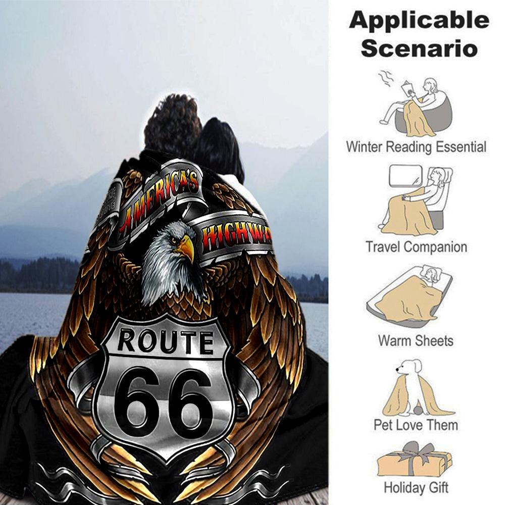 1pc Route 66 Highway Soft Flannel All Season Throw for Home, Office, Outdoor UseDurable Comfort Soft Warm Throw for Home
