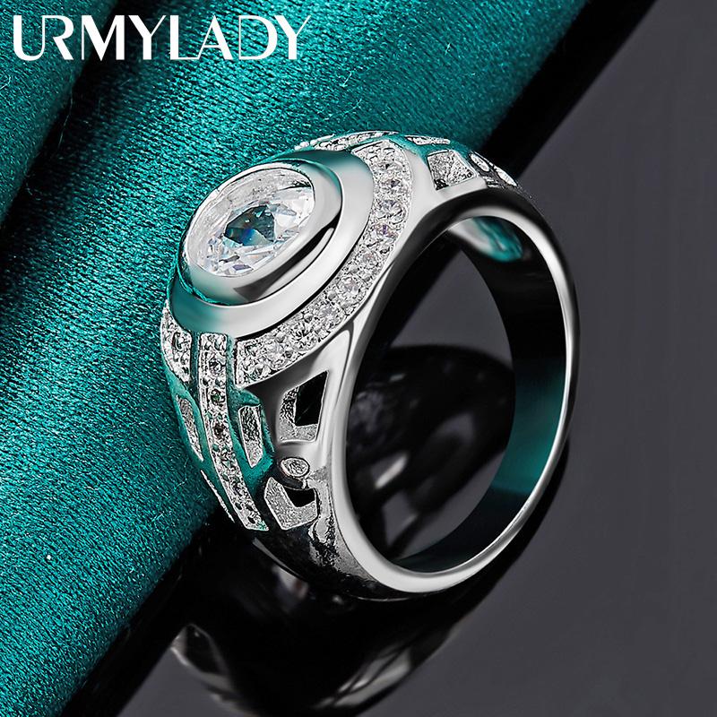 URMYLADY Часы из стерлингового серебра 925 пробы Круглый циркон Кольцо 6-10 для женщин Модные шармы Ювелирные изделия