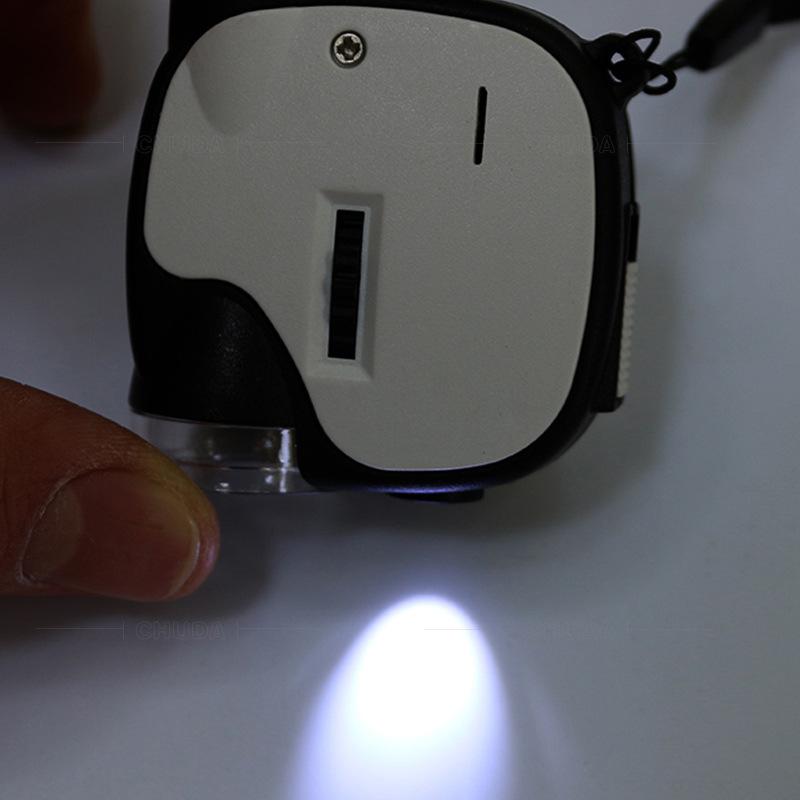 55x Карманный ручной микроскоп-лупа для обнаружения валюты со светодиодной и УФ-подсветкой, портативный стеклянный детектор-увеличитель для ювелирных изделий